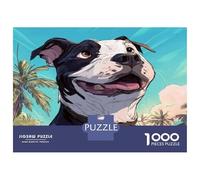 Staffordshire Terrier Americano Puzzle Juguete Educativo Decoración del Hogar 1000 Piezas Cute Pet Perro Rompecabezas Imposible Entretenimiento Creativo para Adultos 70x50cm/1000pcs
