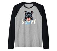 Staffy Dad Staffordshire Bull Terrier Dog Tattoo Funny Camiseta Manga Raglan
