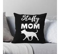 Staffy Mom Staffordshire Bull Terrier - Funda de almohada cuadrada de poliéster y lino, terciopelo, con cremallera, decorativa, para el hogar
