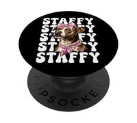 Staffy Staffordshire Bull Terrier Dog Girl Coquette Bow Rosa PopSockets PopGrip Adhesivo
