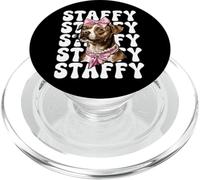 Staffy Staffordshire Bull Terrier Dog Girl Coquette Bow Rosa PopSockets PopGrip para MagSafe