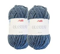 Stafil Hilo suave Cloudy para grandes amigurumi Ø 1 cm 200 g 60 m Juego de 2 ovillos Color Azul