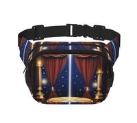 Stage Magic - Riñonera cuadrada de doble capa con correa ajustable para actividades al aire libre, color negro, talla única, Black, Talla única