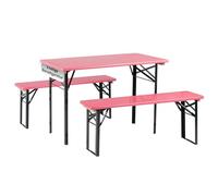 Stagecaptain BB-117 Hirschgarten Muebles para Aire Libre Estilo para balcón y para el jardín - Versión Corta con 117 cm de Longitud - 1x Mesa, 2 x Banco - De Madera y Plegable - Rosa