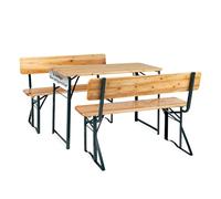 Stagecaptain BBDL-119 2X Set Hirschgarten Banco Plegable con Respaldo 119 cm para balcón, Carpa. Incluye 2 mesas y 4 Bancos de Madera para Interior y Exterior.