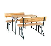 Stagecaptain BBDL-119 Set de Mesa y Bancos con Respaldo para el balcón 119 cm Color Madera Natural