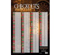 Stagecaptain Bullseye Dart Checkouts Cartel Dardos de Entrenamiento - Póster Tabla en tamaño DIN A1 - con información sobre el Resultado óptimo de Double out - Plastificado