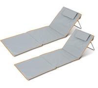 Stagecaptain Esterilla de Playa “Layla” Set de 2 - Esterillas Acolchadas con Almohada - Respaldo Ajustable - Bolsa de Almacenamiento con Cierre - Tumbona Ligera Plegable con Correa de Transporte