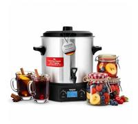 Stagecaptain GWK 27D: calentador/olla 27 L para bebidas calientes, mermeladas, frutas y sopas - 2000 W, acero inoxidable, regulador de temperatura y temporizador, apagado automático y pantalla LCD