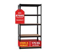 Stagecaptain Heavyrack HR-175 BK Estantería Metálica - Estanteria Almacenaje de Cargas Pesadas de 875 kg MAX. - Estante Almacenamiento - 5 Baldas Ideal para Hogar, Garaje, Cocina, Multiusos - Negro