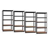Stagecaptain Heavyrack HR-175 BK Juego de 4 estanterías metálicas - Estanteria Almacenaje de Cargas Pesadas de 875 kg MAX. - Estante Almacenamiento - 5 Baldas Multiusos - Negro