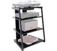 Stagecaptain HR-604 BK Audio Rack, 4 Niveles para componentes HiFi | Nivel superior e inferior: hasta 50 kg cada uno, Baldas intermedias: hasta 20 kg cada una, Acabado: aspecto fresno negro