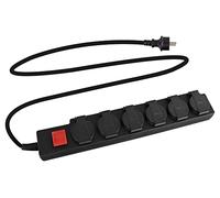 Stagecaptain OPSS-6 BK Regleta Exterior de 6 Tomas - 230 V / 16 A - Protegida contra cuerpos extraños y Salpicaduras según IP44 - Ideal para jardín y Bricolaje - con Interruptor y Tapas