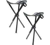 Stagecaptain TP-345 GY Taburete Plegable Trípode 2X Set - Asiento Ultraligero para Llevar - Soporta hasta 90 kg - Ideal para Camping, Pescadores Y Senderistas - Materiales Resistentes Al Clima - Gris