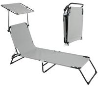 Stagecaptain Tumbona CS-190 Plegable con Techo Solar, Respaldo Ajustable, Resistente a la Intemperie. Ideal para jardín, balcón, terraza, Playa o Camping. Color Negro-Gris, 190 cm.
