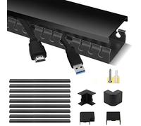 Stag analetas para Cables, Organizador Cables Escritorio, Canaleta Cables Adhesiva, Gestión de Cables Multipack de 9 Piezas (9 x 39cm), Negro