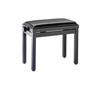 Stagg Banco de piano, taburete de altura ajustable, subida y caída, acabado negro mate con cojín de asiento de vinilo acolchado negro