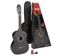 Stagg C440 M BLK Guitar pack with 4/4 black classical guitar with linden top, tuner, bag