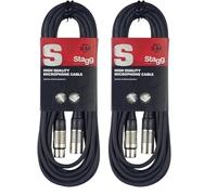 Stagg Cable de micrófono a mezclador SMC6 XLR (m) -XLR (f) de 6 metros de largo, negro (Paquete de 2)
