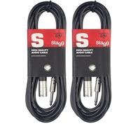 Stagg Cable XLR a conector macho desequilibrado para conectar la guitarra a una caja DI, efectos, etc. o para conectarla directamente a una mesa de mezclas, negro, 6 m (Paquete de 2)