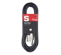 Stagg Cable XLR a conector macho desequilibrado para conectar la guitarra a una caja DI, efectos, etc. o para conectarla directamente a una mesa de mezclas, negro, 6 m