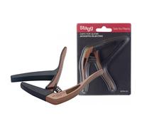 Stagg Curved Trigger Capo For Acoustic & Electric Guitar Dark Wood