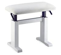 Stagg Deluxe - Banqueta para piano (sistema hidráulico, asiento tapizado de terciopelo), color blanco