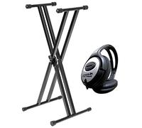 Stagg KXS-A6 - Soporte para teclado plegable con auriculares Keepdrum