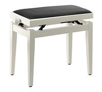 Stagg PB05 Banqueta para piano, asiento de terciopelo negro, color blanco mate