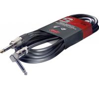 Stagg SGC10PL DL Cable de Instrumento Deluxe, Jack acodado, 10m, Negro | Cable de guitarra 10 m, jack recto a jack acodado 6,3mm, conectores reforzados, RoHS - escenario, estudio, casa y escuela