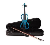4/4 Silent Violín Juego Con Azul Metálico Violín, Bolsa Blanda Y Auriculares