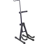 Stagg SV-VN Soporte Plegable para Violín y Viola con Gancho de Arco, Negro | Acero, apoyo de mástil extraíble (también para ukelele), altura 55cm, 1,25kg - negro con recubrimiento en polvo