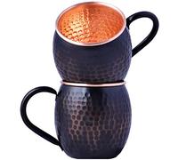Staglife - Juego de 2 tazas de cobre martillado con bordes de cobre dorado rosa, acabado antiguo para Mula de Moscú