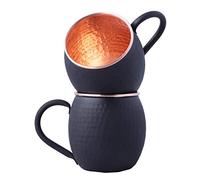 STAGLIFE Juego de 2 tazas de cobre puro negro mate de 20 onzas para agua potable, regalos para él y ella en aniversario, tazas de cobre auténtico para mulas de Moscú martilladas sin forro, juego de 2