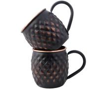 Staglife Tazas negras de cobre puro de 16 onzas para agua potable, regalos para él y ella en aniversario, tazas de cobre auténtico para mulas de Moscú, hechas a mano, sin forro, juego de 2