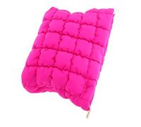 STAHAD Bolsa de Maquillaje Portátil Rosa Fucsia de Felpa Diseño Cuadriculado, Neceser de Viaje Pequeño y Ligero para Mujer, Estuche Organizador de Cosméticos y Artículos Esenciales