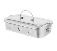 STAHAD Caja de Esterilización de Acero Inoxidable 304, 8 Pulgadas con Tapa y Orificios, Caja Organizadora con Cierre para Almacenamiento Seguro de Instrumental Médico y Odontológico