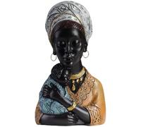 STAHAD Escultura de Resina Vintage Madre E Hijo Africanos, Estatua Decorativa para Hogar y Oficina, Artesanía Lisa y Duradera, Figura de Mesa Artística para Obsequio de Cultura Africana