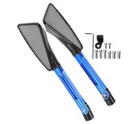 STAHAD Espejos Retrovisores para Motocicleta y Scooter Cnc, Espejo Triangular Azul para Manillar, Compatibles Utv y Atv, Cristal de Alta Definición Gran Angular, Accesorios