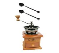 STAHAD Molinillo de Café Manual Pequeño Núcleo Cerámico, Manivela de Madera de Haya, Incluye 1 Molinillo y 2 Cucharas para Granos, Adecuado para Cocina y Preparación de Café Artesanal