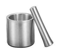 STAHAD Mortero Triturador de Ajo Manual de Acero Inoxidable 15 CM Cuenco Antideslizante para Uso Doméstico y Moler Hierbas y Especias