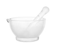 STAHAD Mortero y Mano de Vidrio de 237 Ml para Laboratorio, Trituradora Manual de Ajo y Especias, Herramienta para Moler Polvo, Tazón Mezclador de Farmacia y Ciencia (90 Mm)