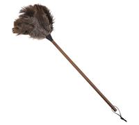 STAHAD Plumero de Avestruz de Mango Largo de Nogal Filamentos Suaves para Limpieza Doméstica, Atrapapolvo Eficaz sin Químicos, Herramienta de Cepillo Hogar, Color Negro