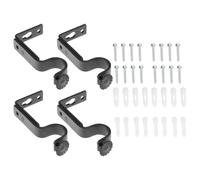 STAHAD Soportes de Montaje Ajustables para Barra de Cortina Negros, 4 Piezas, Metal Resistente para Herrajes de Ventanas, Soporte Lateral para Barra de Cortina, Kit de Instalación