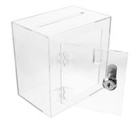 STAHAD Urna de Donación Transparente de Acrílico 150x100x150 Mm con Cerradura y Llave, Caja Multifuncional para Recaudación de Fondos, Buzón de Sugerencias y Votación Pública Segura