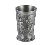 STAHAD Vaso Pequeño Estilo Egipcio Antiguo, Soporte Decorativo Retro de Metal Base Estable para Cócteles y Whisky, Accesorio Compacto para Bar y Decoración Vintage en Hogar