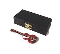 STAHD Hoffner - Guitarra de bajo en Miniatura, Escala 1/12, Instrumento Musical en Caja de Vinilo Negro con Cierre de Metal