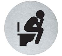 stahl-design-tebart Cartel pictograma redondo 7,5 cm acero inoxidable autoadhesivo 3M superficie adhesiva grabada aspecto elegante señalización duradera asiento inodoro 7,5 x 7,5 x 0,1 cm