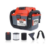 STAHLMANN VAC912 - Aspirador inalámbrico en seco y húmedo (18 V, incluye batería, filtro HEPA, manguera de 3,5 m, 16 litros, compatible con baterías LXT Makita de 18 V)