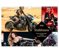 Stahlrosen (Wandkalender 2026 DIN A4 quer), CALVENDO Monatskalender: Frauen und Motorräder zwischen Fantasy und Zukunft
